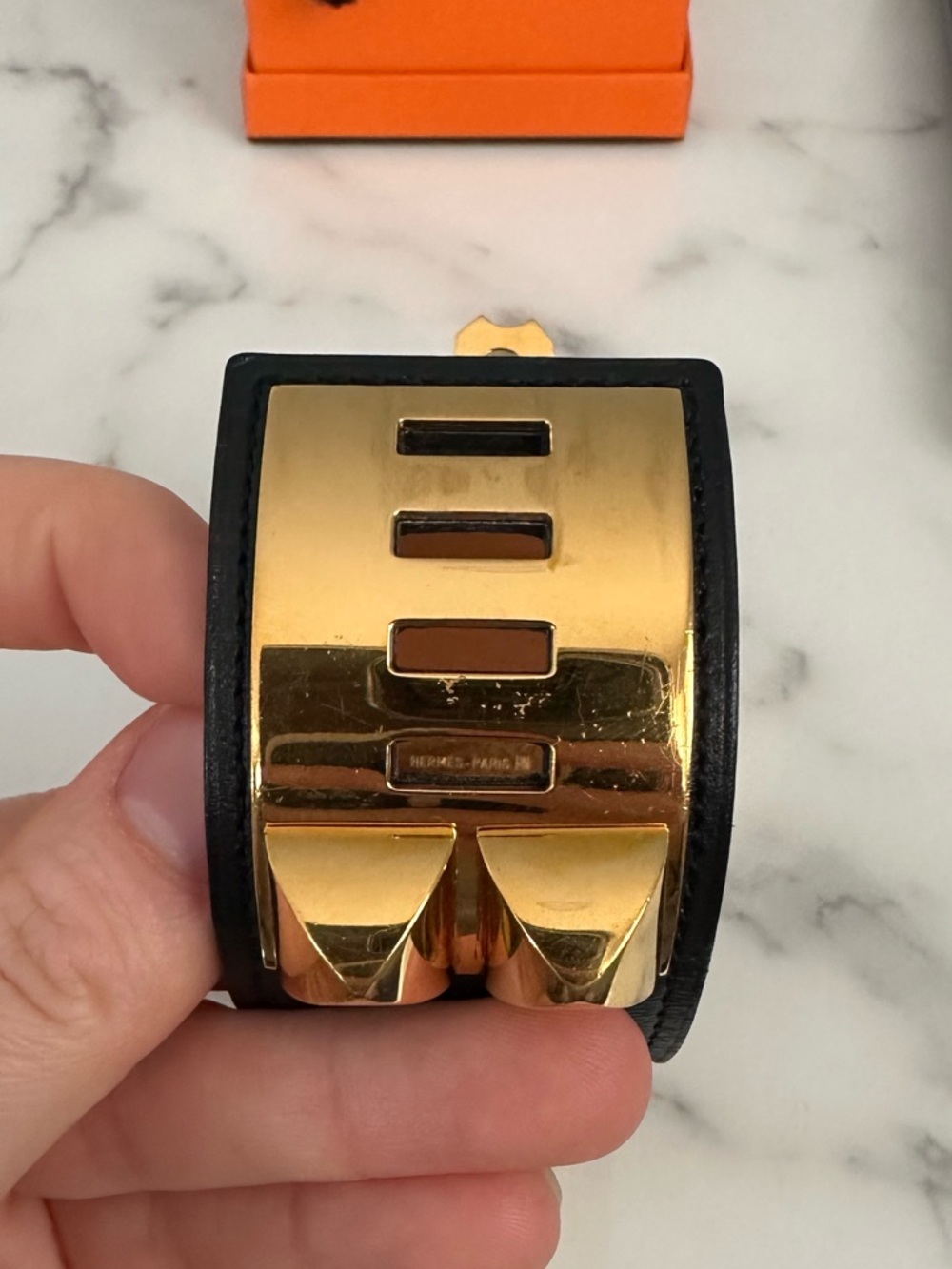 Hermès Collier de Chien Gold & Black Leather Bracelet - Picture 7 of 16
